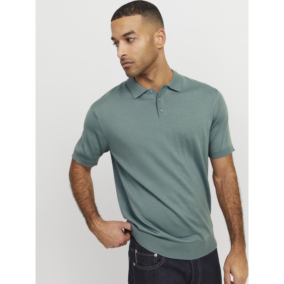 Polo Tricoté grise - stormy sea 3, JACK & JONES