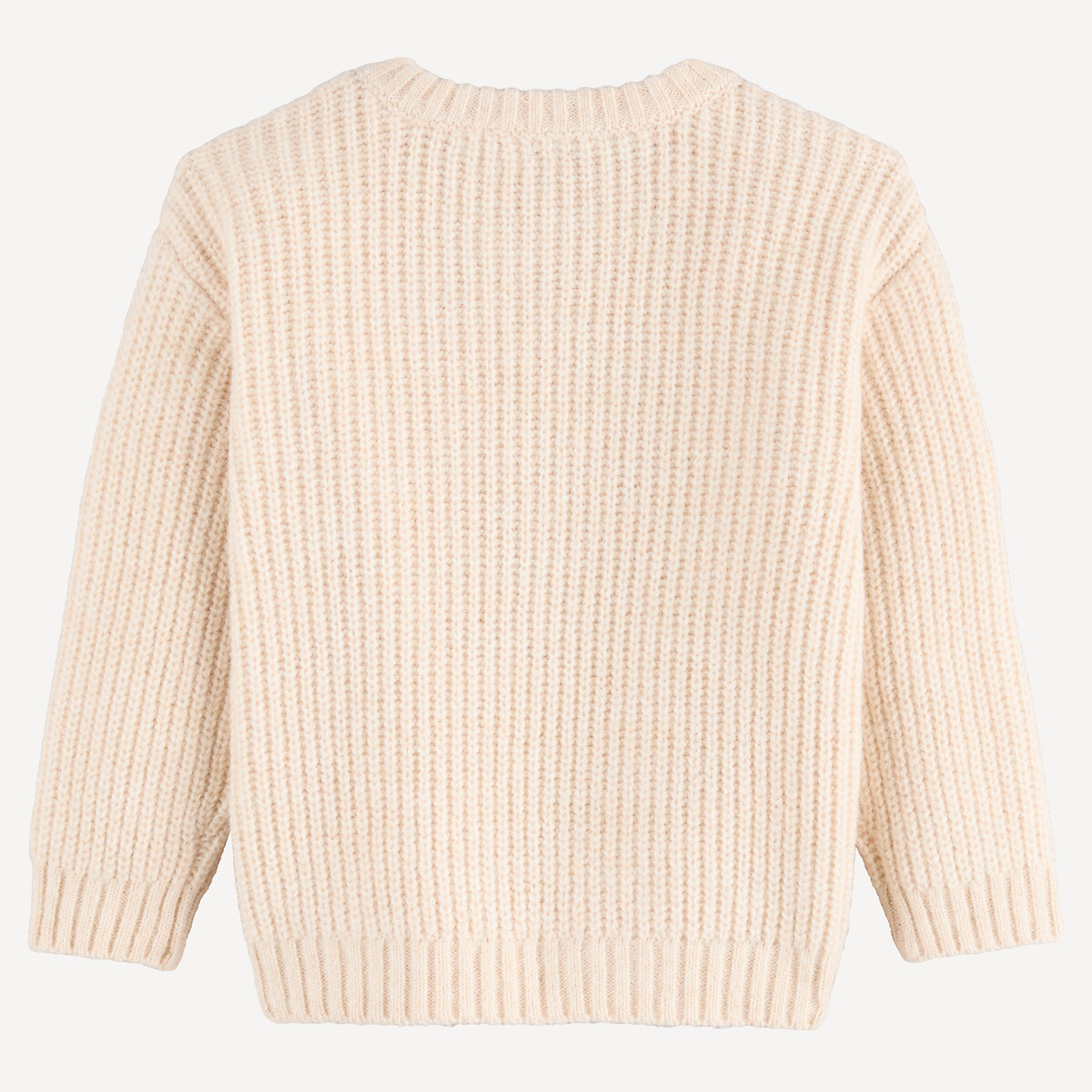 Chunky Knit Embroidered Crew Neck Jumper ecru , LA REDOUTE COLLECTIONS