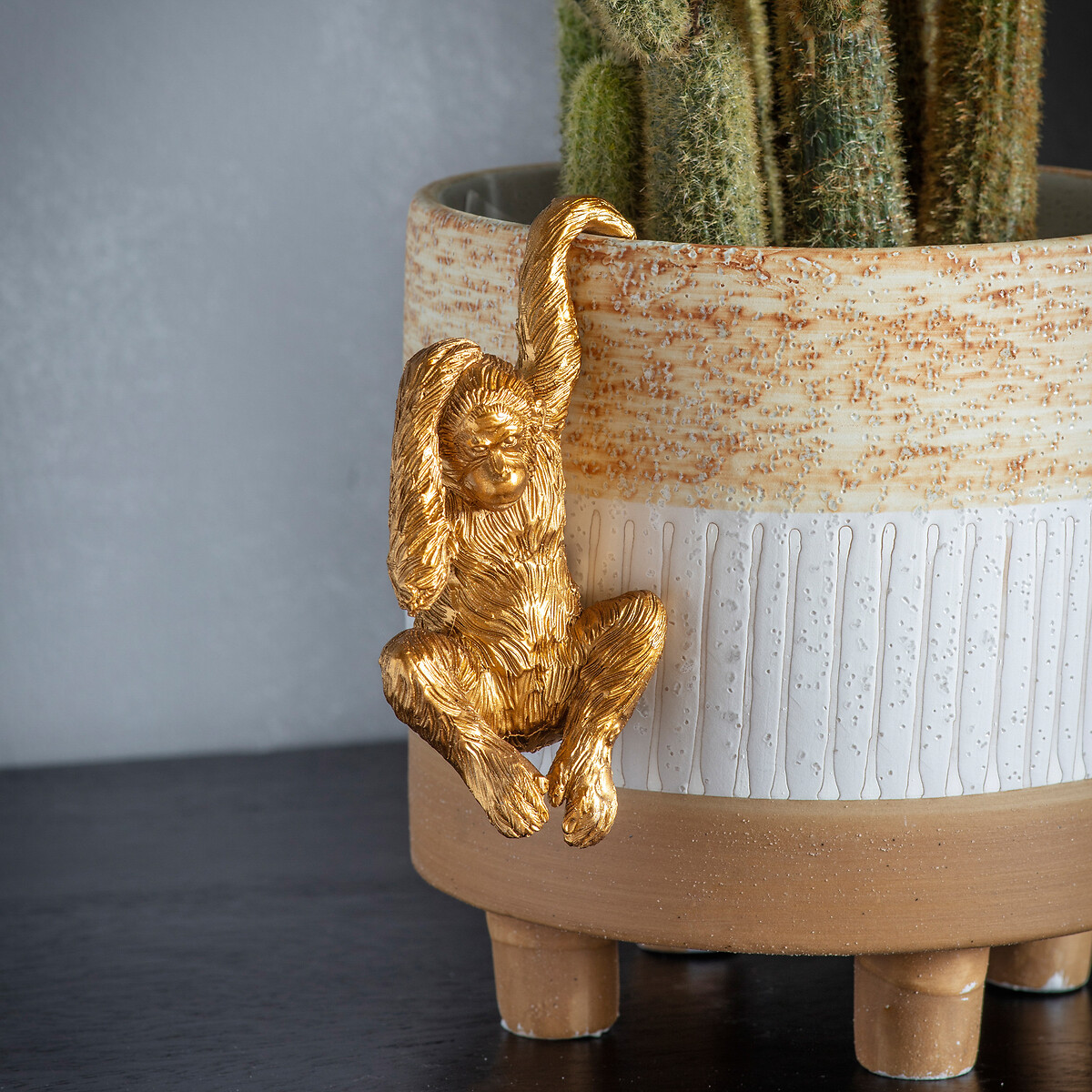 Set of 2 Orangutan Pot Hangers gold-coloured, ÉDITÉ