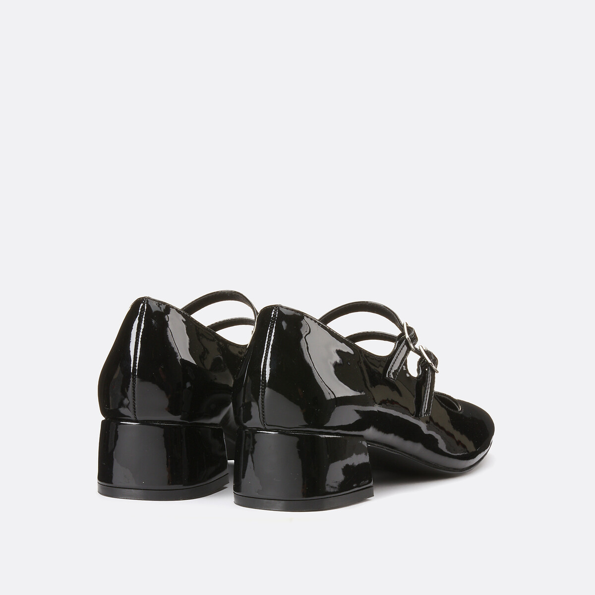 Ballerina's met dubbel bandje, kleine hak zwart, LA REDOUTE COLLECTIONS