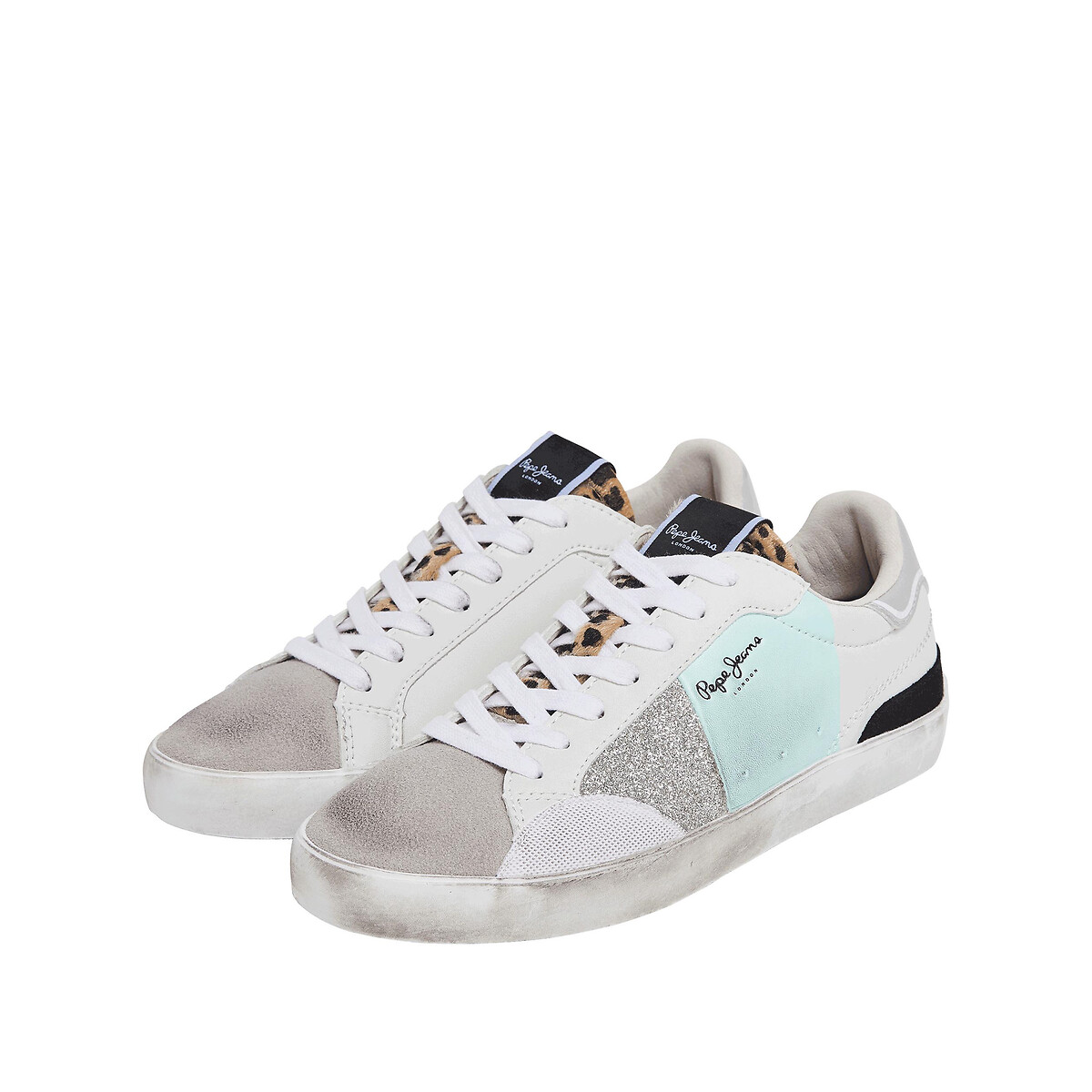 Baskets basses Lane Shine gris/turquoise, PEPE JEANS
