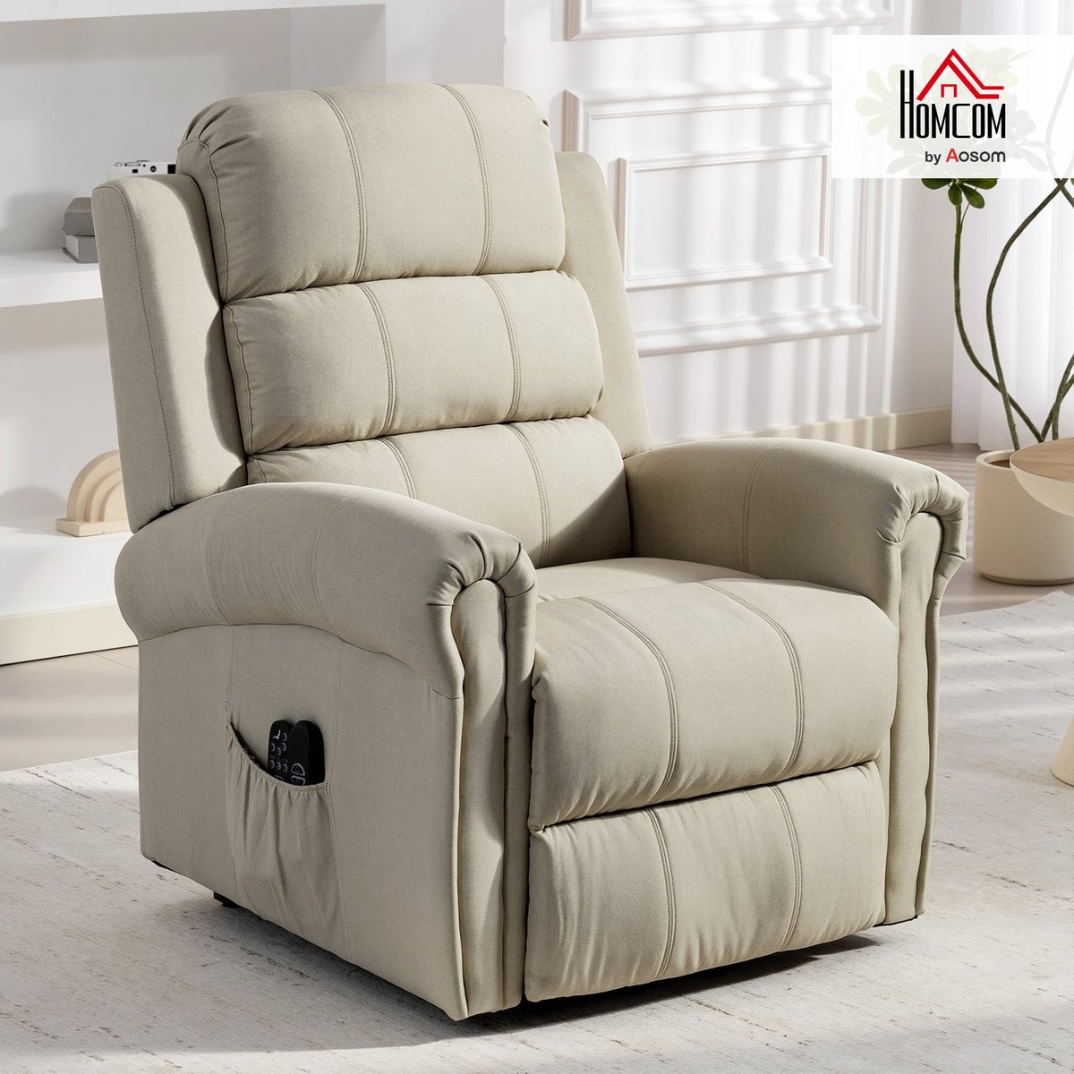 Fauteuil releveur multifonctionnel Lin (100% beige, HOMCOM