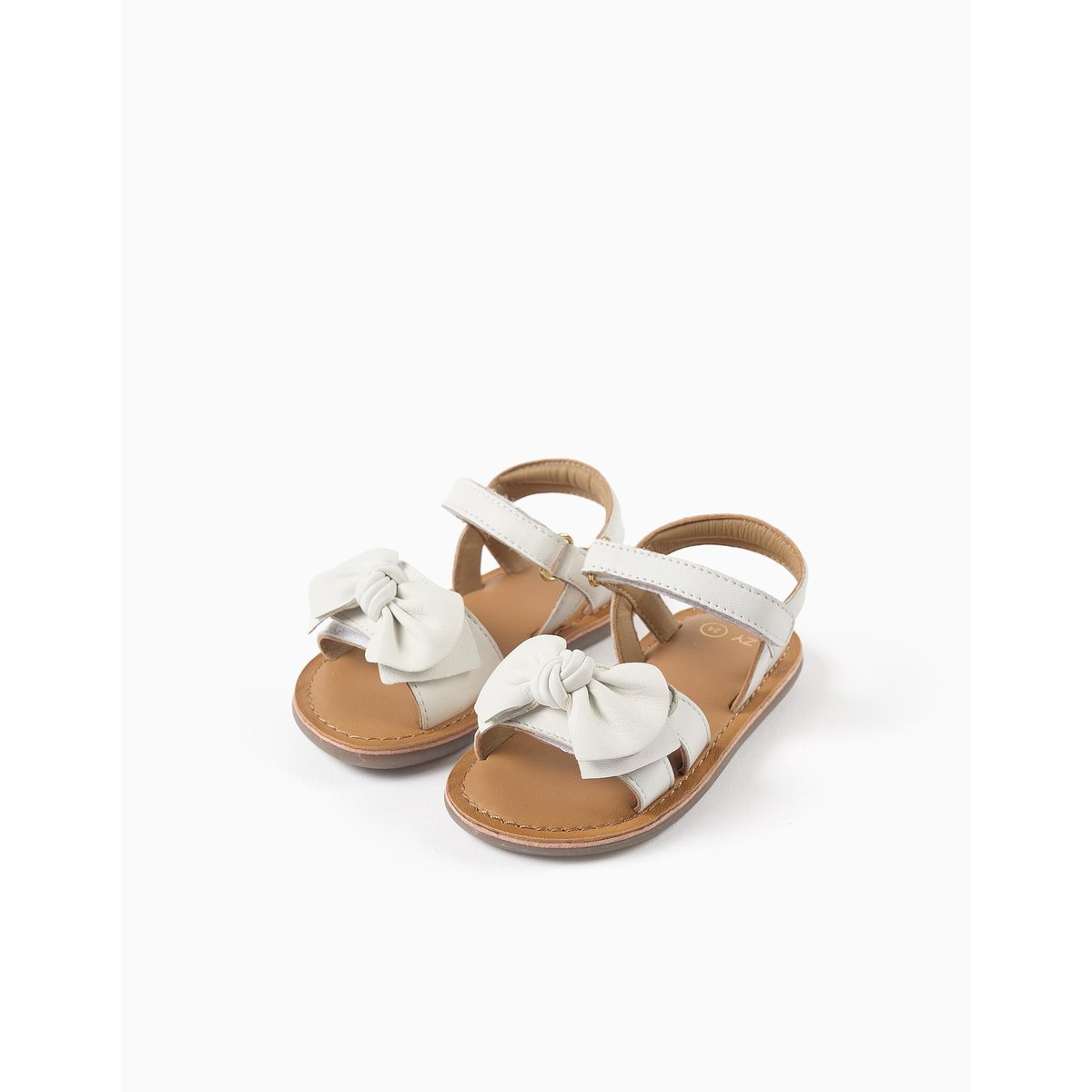 Sandales en cuir avec nœud décoratif blanc, ZIPPY