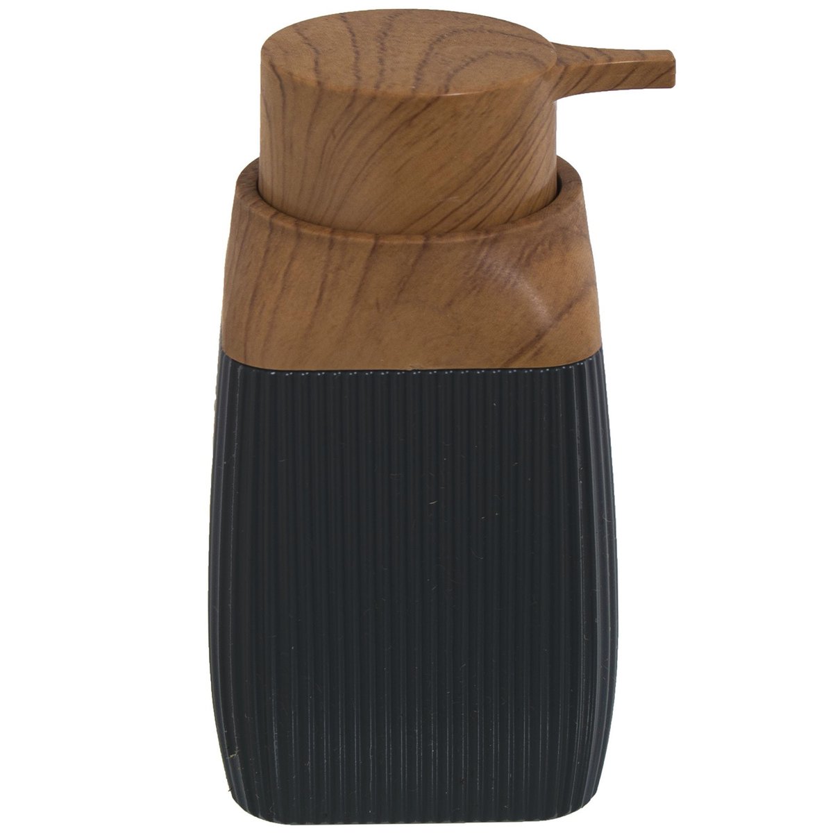 Distributeur de savon acrylique noir et bois 300ml noir, WADIGA
