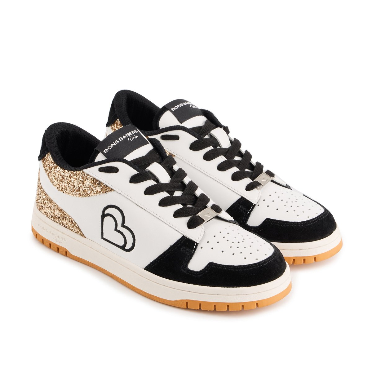 Baskets En Cuir Serena Glitter blanc, BONS BAISERS