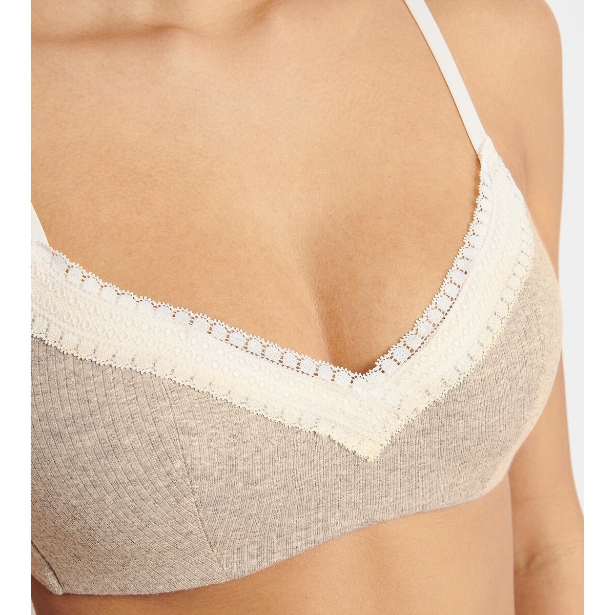 Go Ribbed Padded Bra Without Underwiring grey marl, SLOGGI