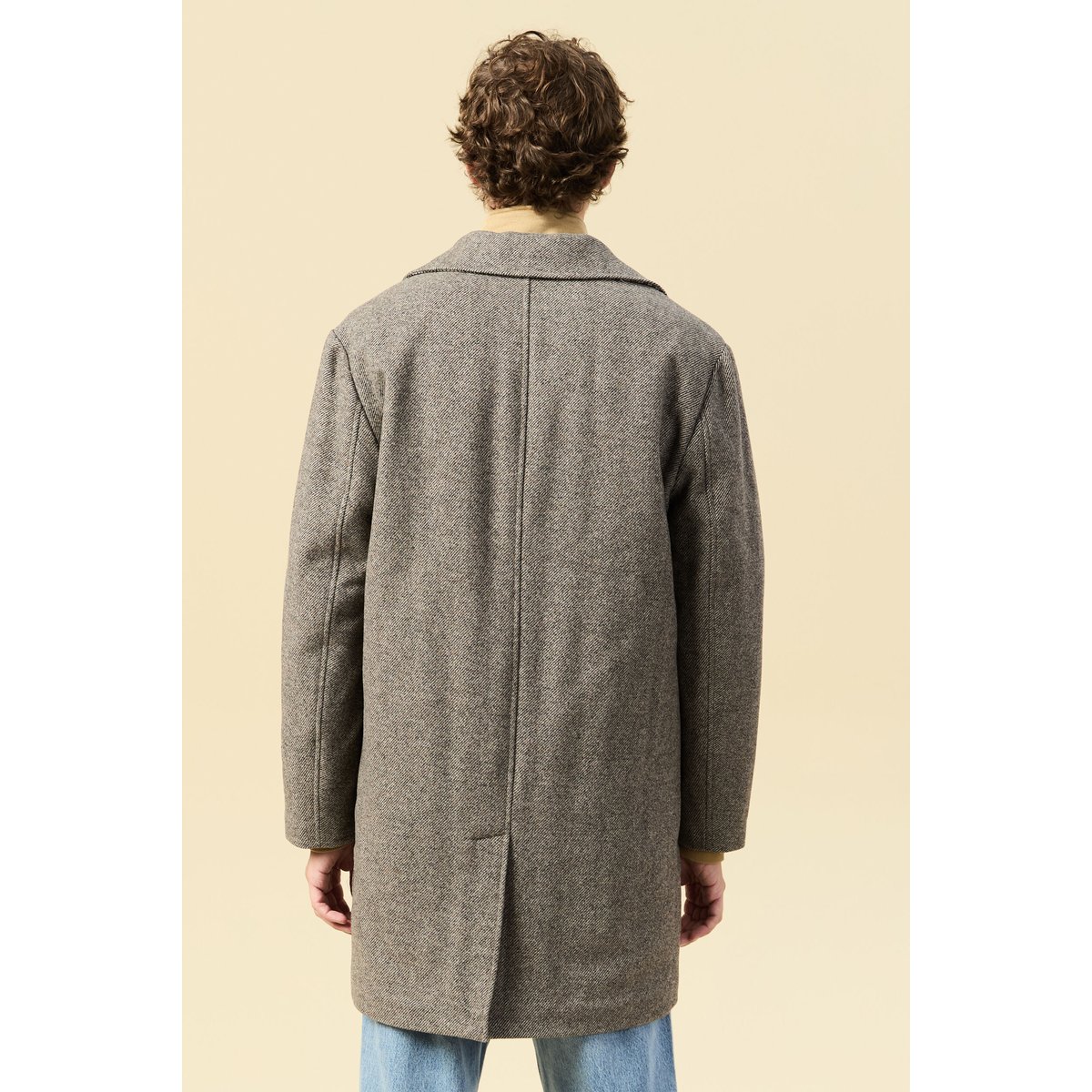 Manteau droit long col classique beige, BONOBO