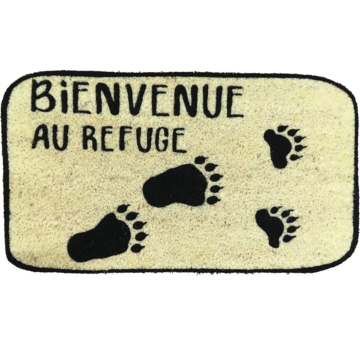 Paillasson en coco marron et noir bienvenue au refuge - 40x70cm marron, WADIGA