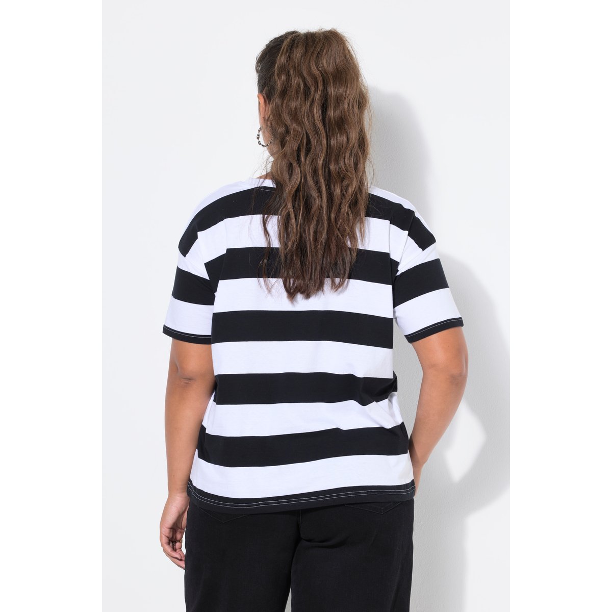 T-shirt, coupe oversize, larges rayures noir, STUDIO UNTOLD