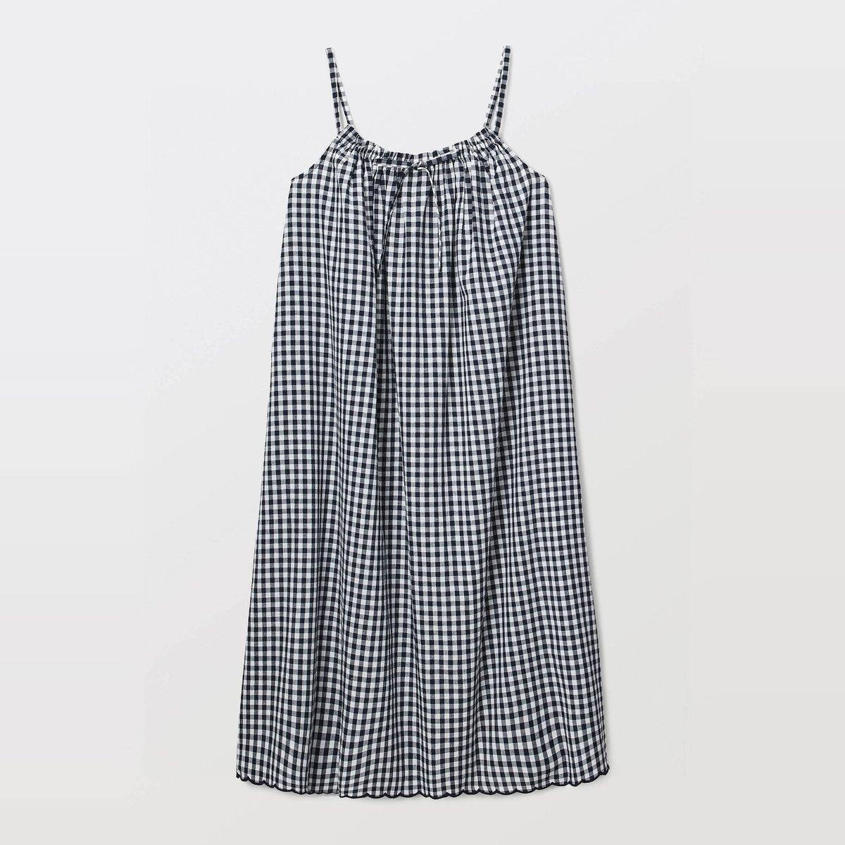 Chemise de nuit vichy en coton bio GOTS marine, MONOPRIX