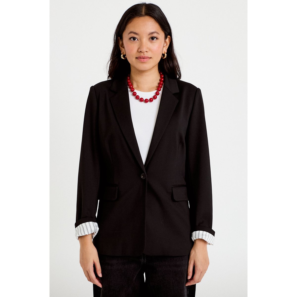 Blazer cintré manches longues noir, CACHE CACHE
