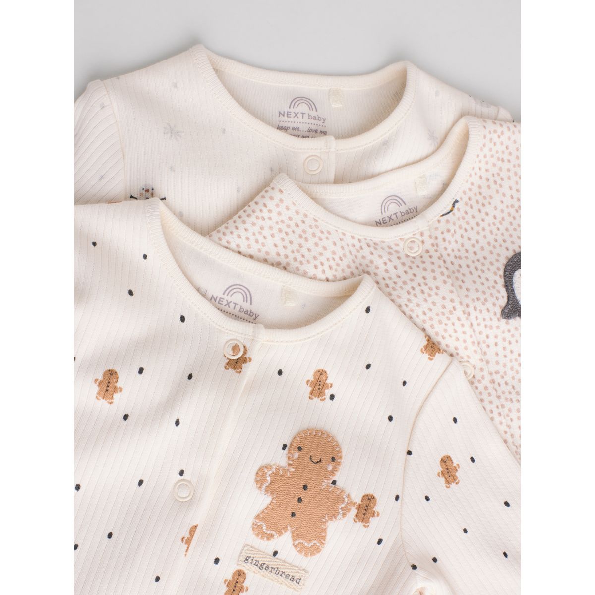 Grenouillère de noël bébé, lot 3 écru, NEXT