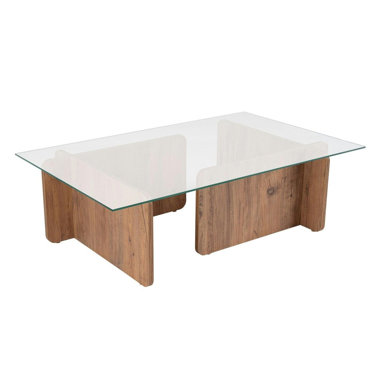 Table basse déstructurée, plateau verre SALTA pin, PIER IMPORT
