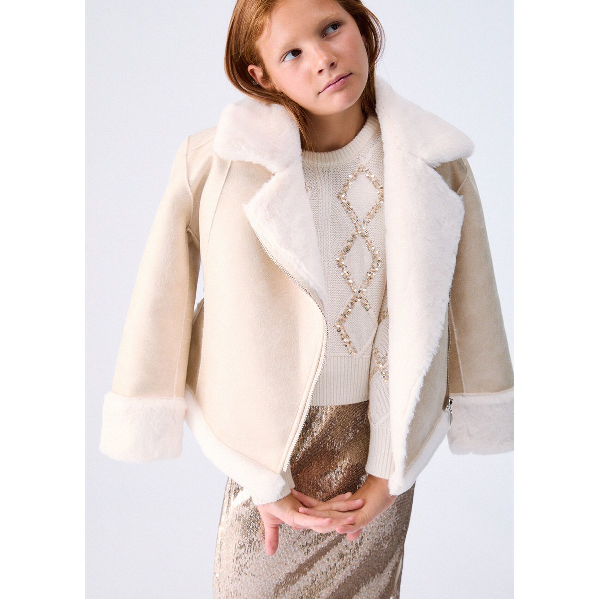 Pull en laine avec paillettes blanc, LIU JO