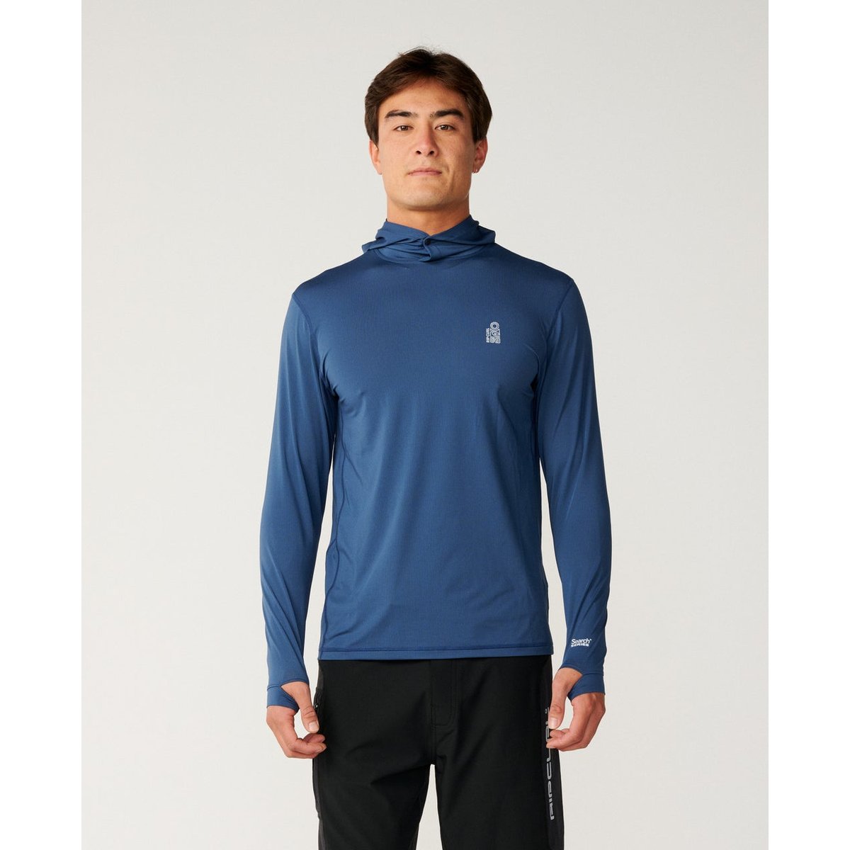 T-shirt anti-UV à capuche SEARCH Series UPF HOOD Rash Vest bleu marine clair, RIP CURL