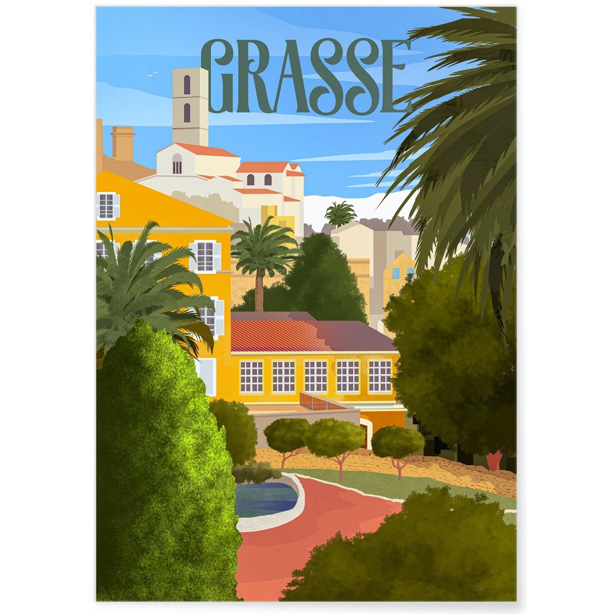 Poster ville Grasse blanc, L'AFFICHERIE