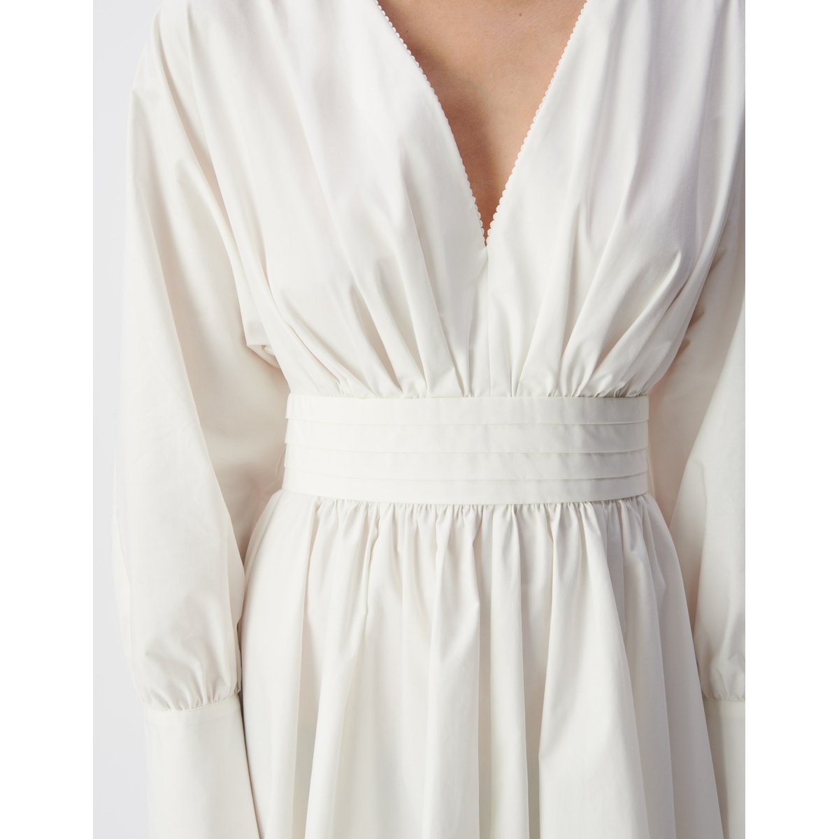 Robe courte popeline plis à la taille ecru, IKKS