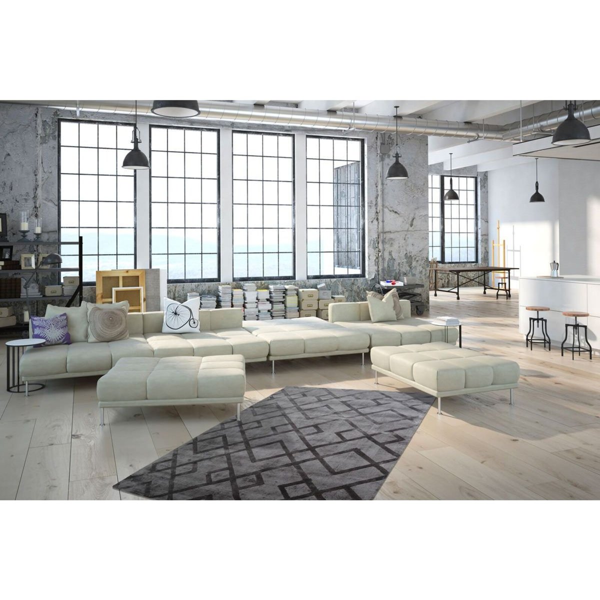 Tapis en viscose fait main, PRESTIGE gris, ARTE ESPINA