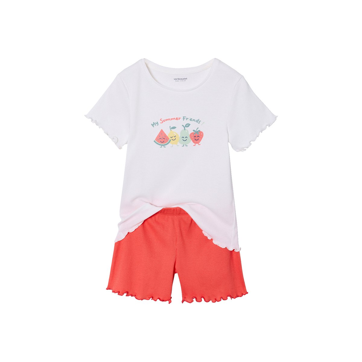 Lot pyjamas fruits écru, VERTBAUDET