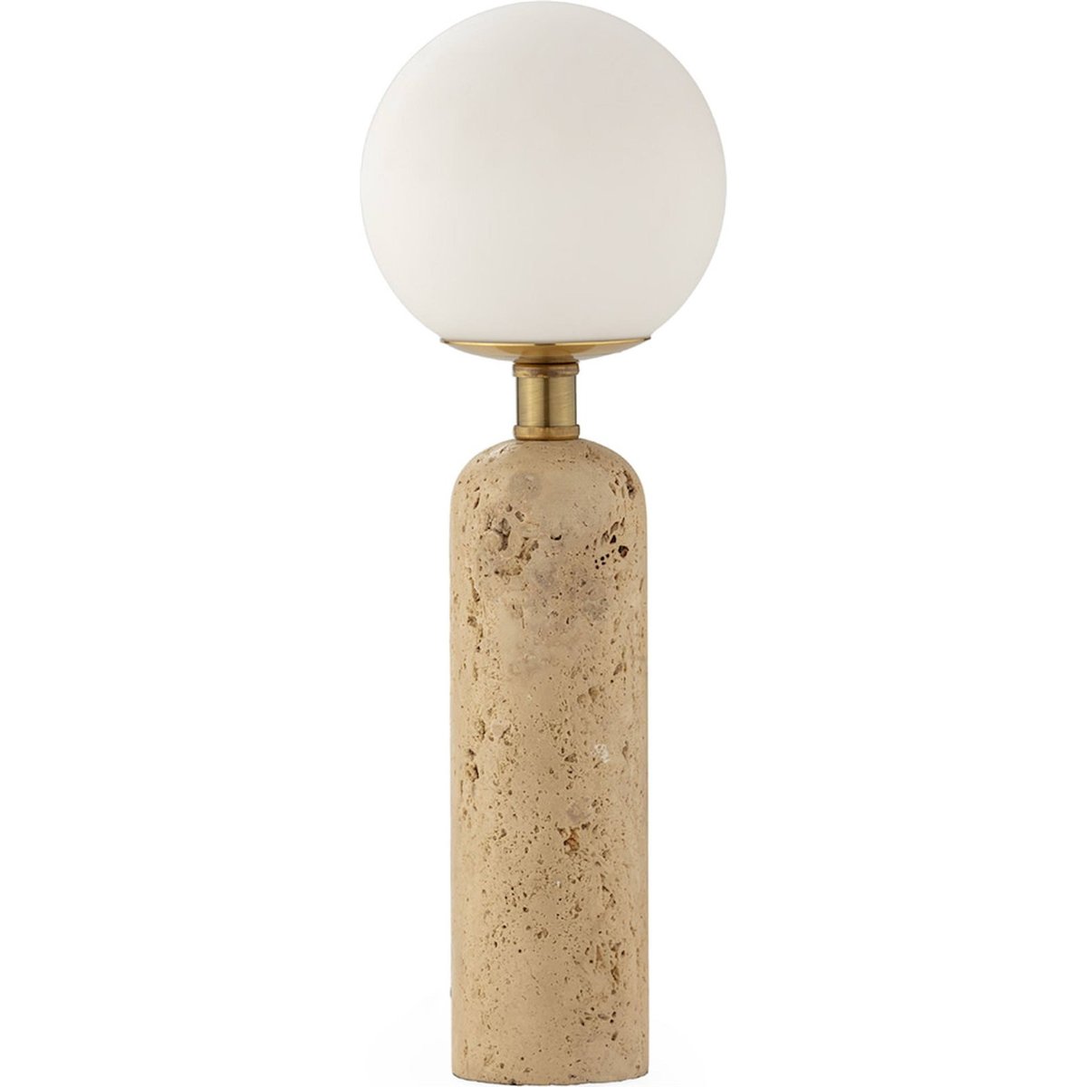 Lampe de table en marbre travertin et verre beige travertin doré et blanc opalin, RECOLLECTION