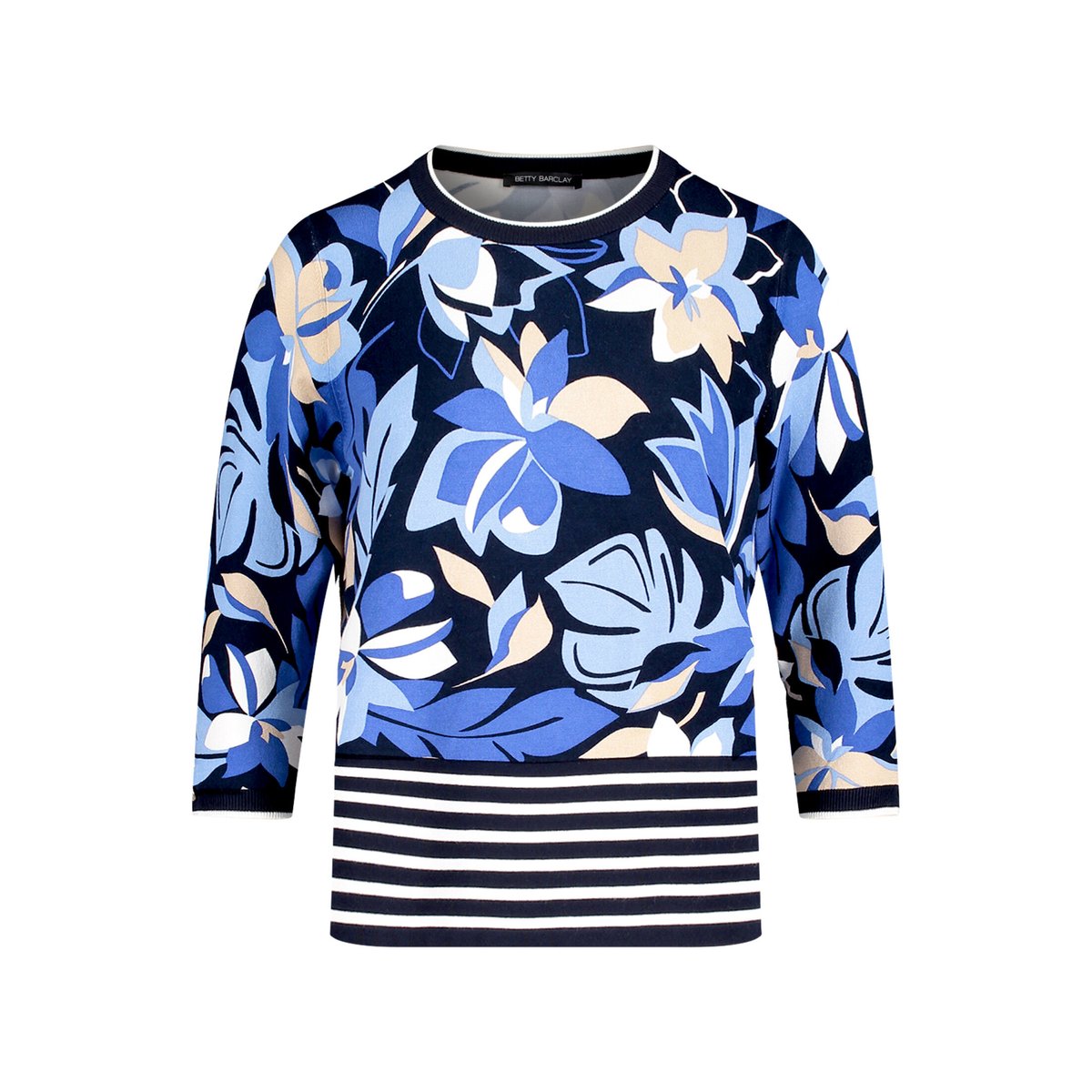 Pull-over en fine maille à imprimé à fleurs bleu foncé/bleu, BETTY BARCLAY