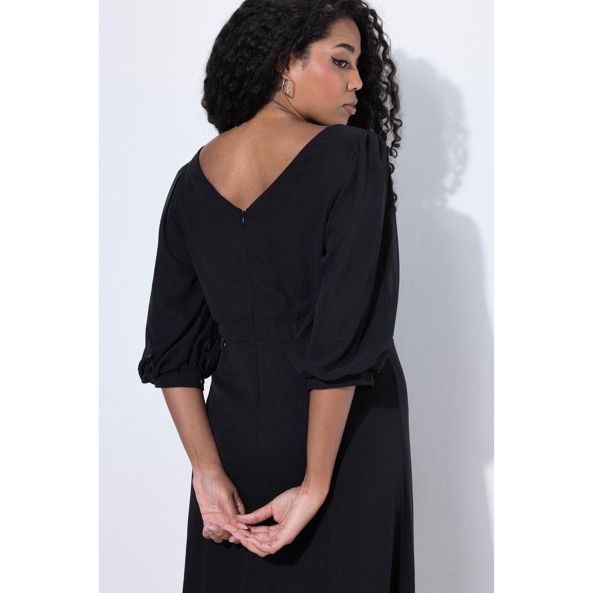 Robe maxi en mousseline noir, ULLA POPKEN