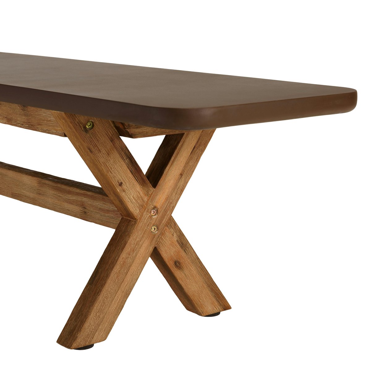 Banc 200 cm effet béton marron pied en bois d'acacia CALVI marron, PIER IMPORT