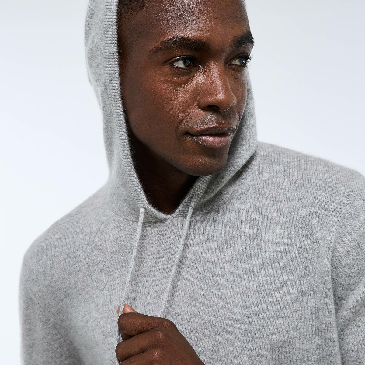 Pull à capuche en cachemire gris chine clair, MONOPRIX