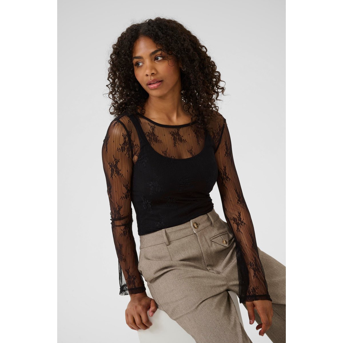 T-shirt à manches longues noir black deep, KAFFE