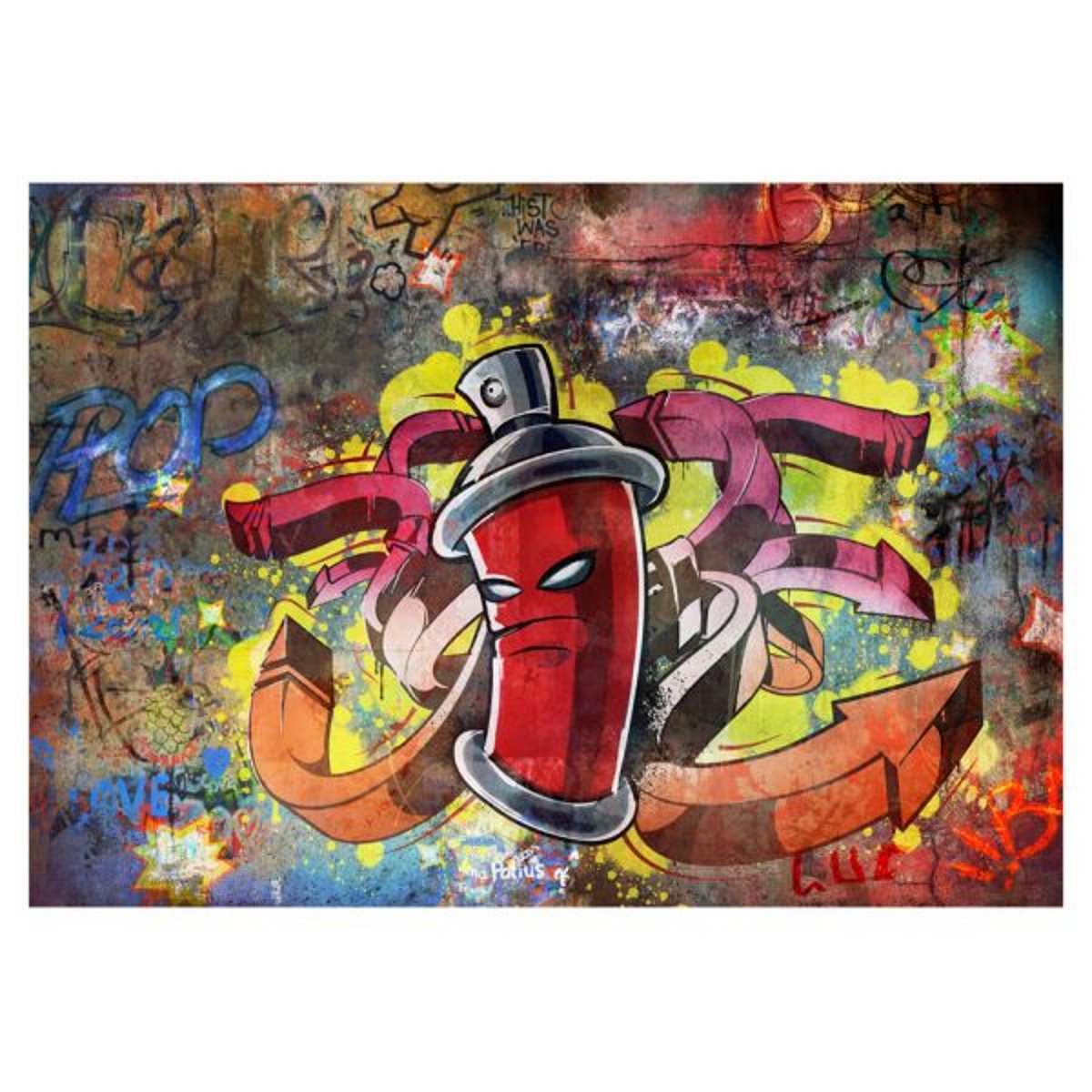 Papier peint intissé panoramique Street art Graffiti monster 1 multicouleur, EDEN
