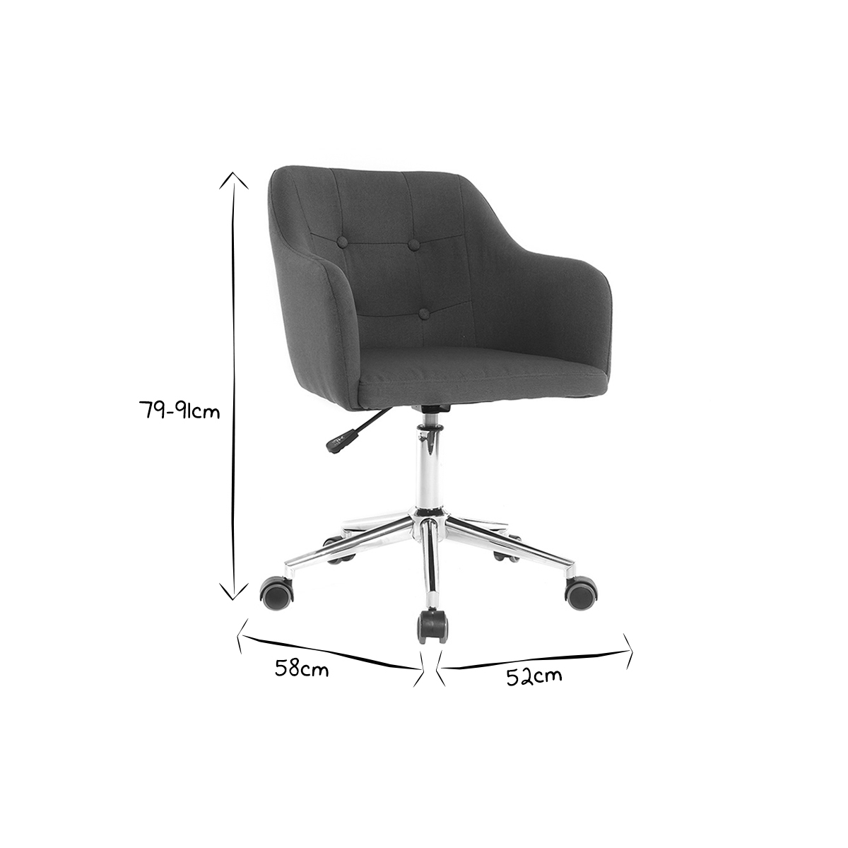 Chaise de bureau à roulettes design BALTIK bleu canard, MILIBOO