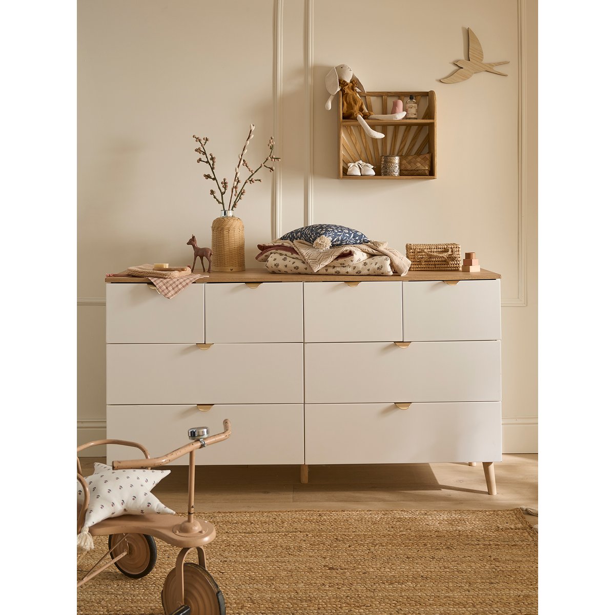 Commode double avec 8 tiroirs LIGNE MERVEILLES blanc, VERTBAUDET