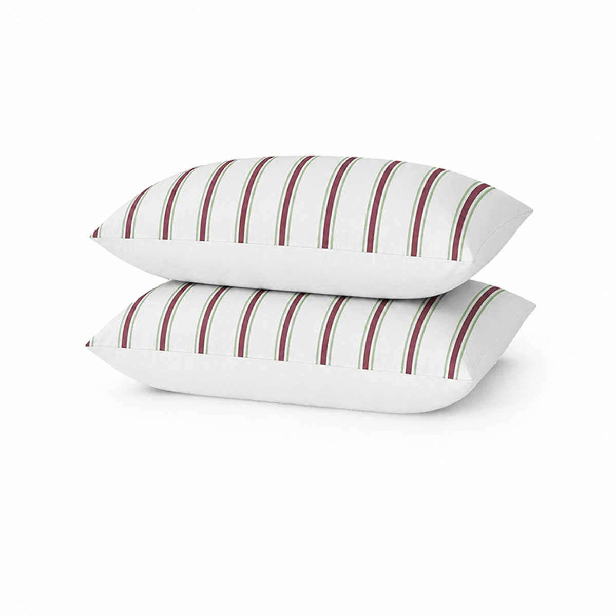 Lot de 2 taies d’oreiller imprimées en percale de coton bio, LA RAYURE BICOLORE violet, A DEMAIN