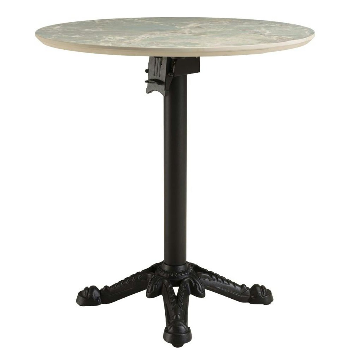 Table bistrot D70cm pliable en céramique marbré vert BELLUNE vert, PIER IMPORT