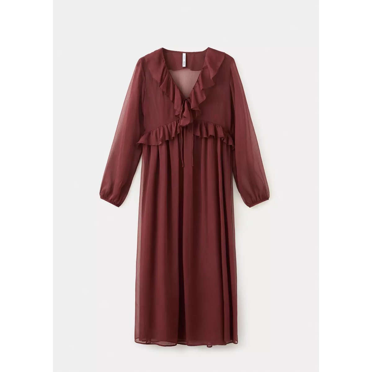 Robe manches bouffantes marron, MANGO