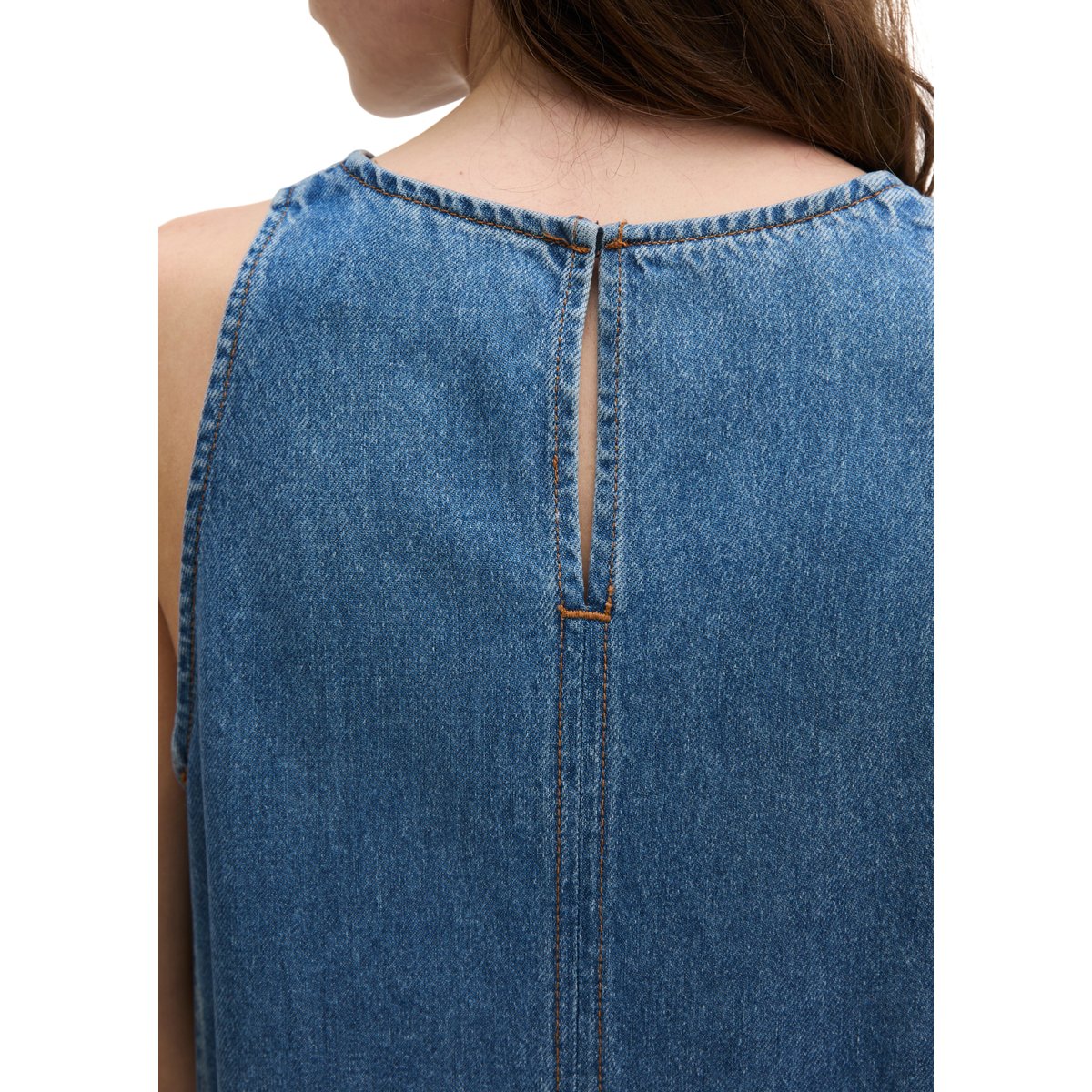 Robe en jean sans manches A-Shape en mélange de coton organique et de lyocell bleu moyen, MARC O'POLO