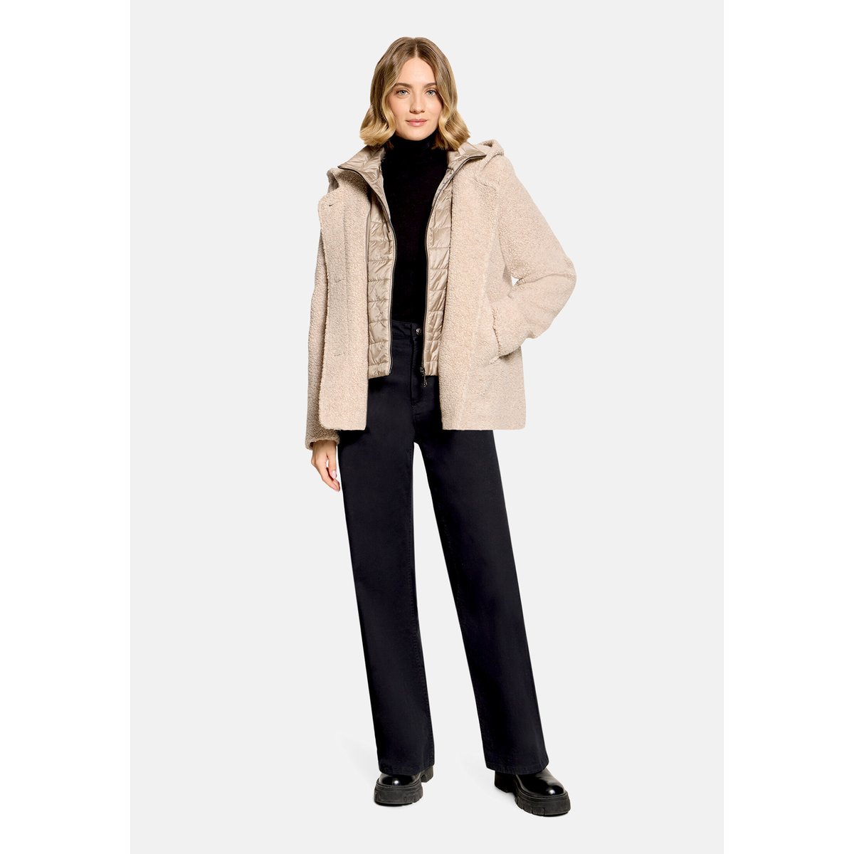 Veste en laine à capuche light sand, GIL BRET