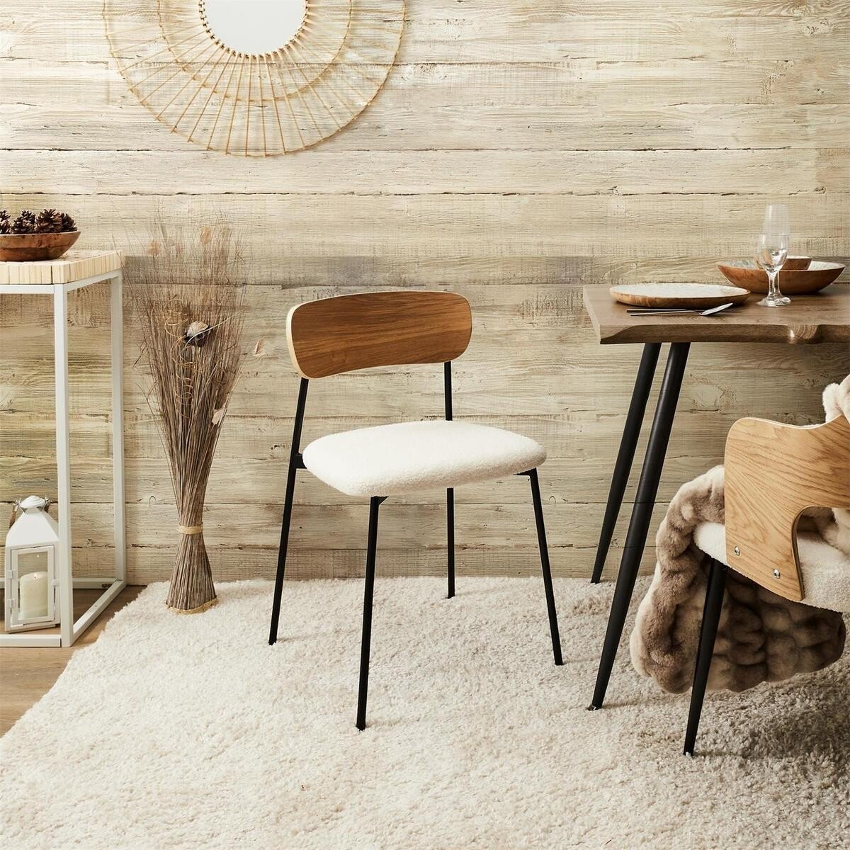 Lot de 4 Chaises en tissu écru LIVIO ecru, CALICOSY