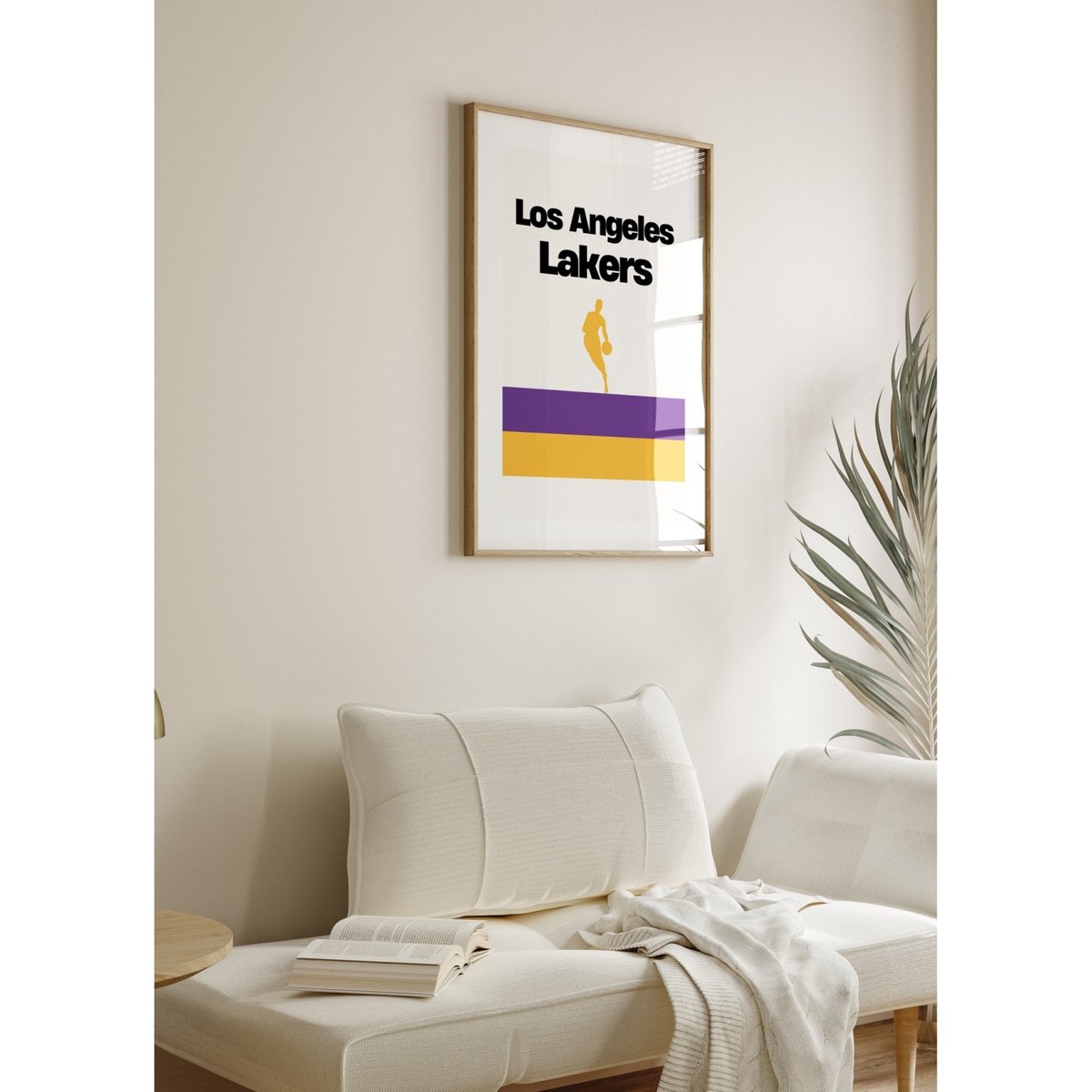 Affiche Los Angeles Lakers - Design minimaliste blanc, L'AFFICHERIE