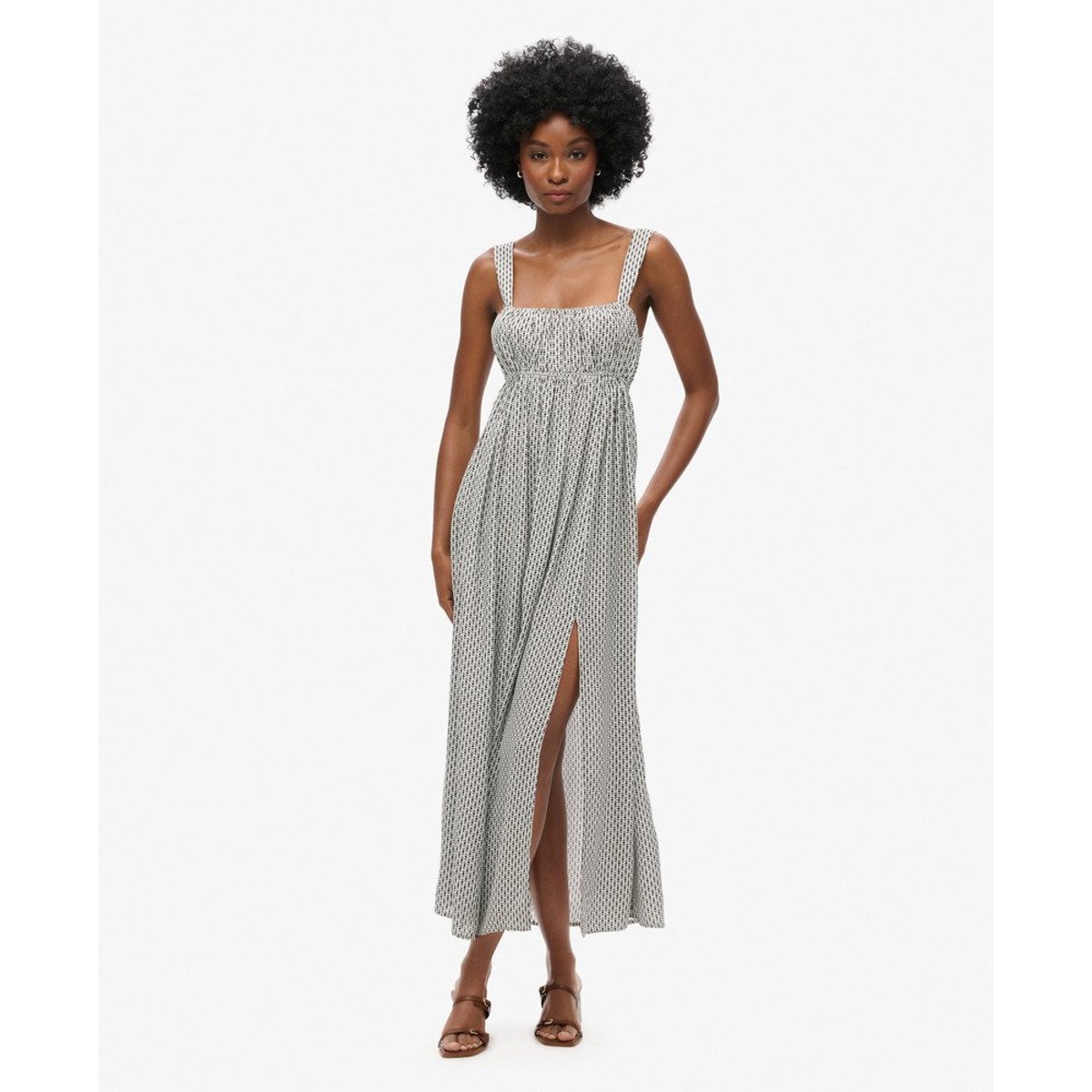 Robe longue, à nouer dans le dos motif croix monochrome, SUPERDRY