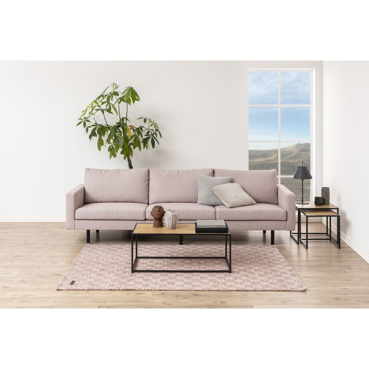 Table basse rectangulaire design industriel SIREINE beige, TOILINUX
