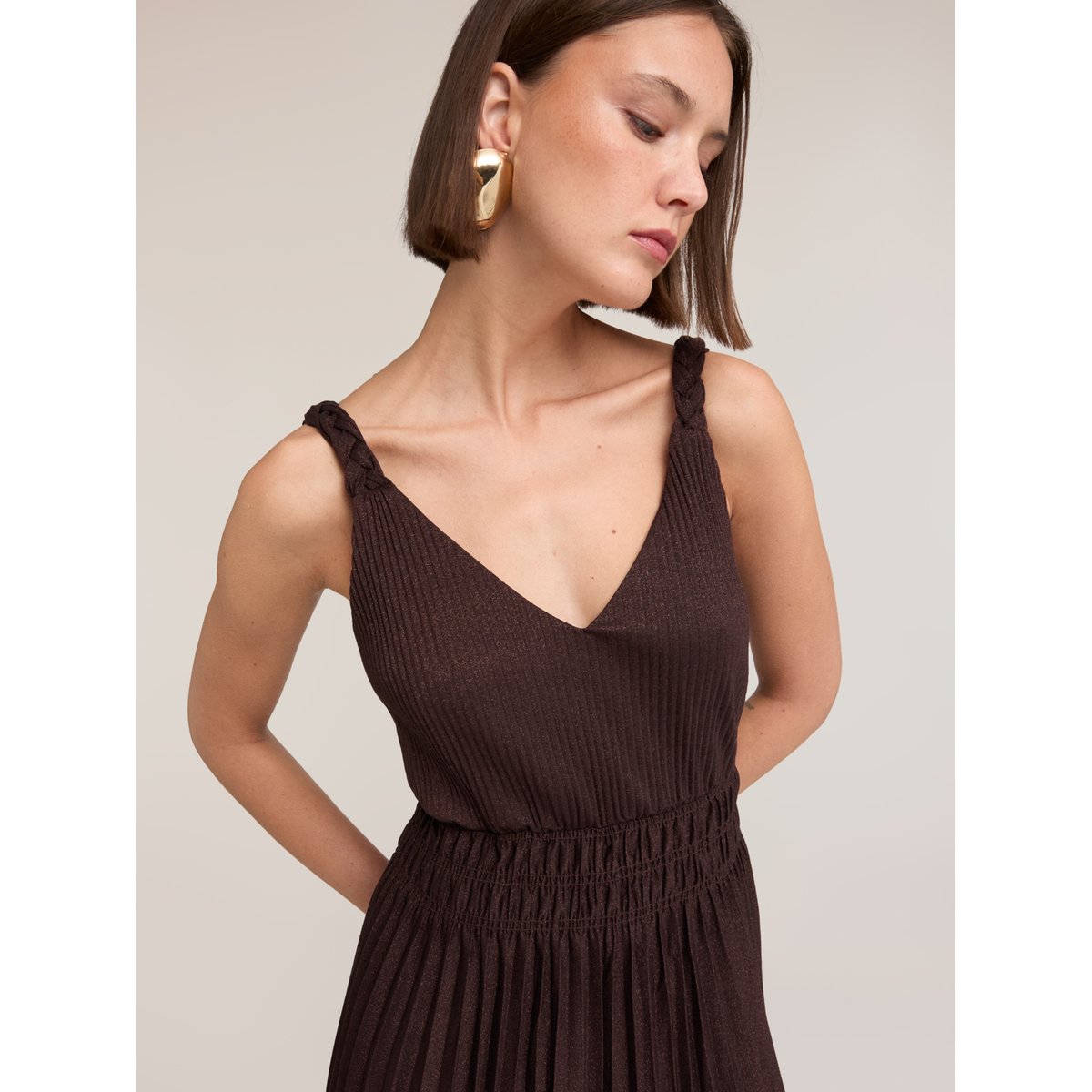 Robe côtelée marron, MOTIVI