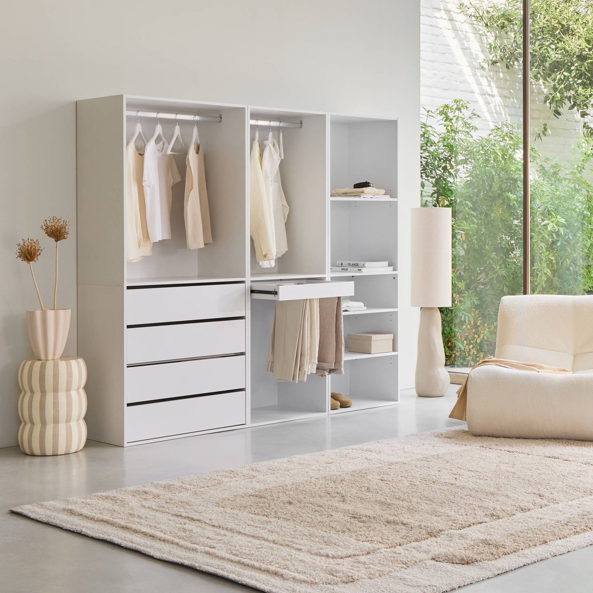 Kit dressing modulable décor bois 3 éléments MODULO blanc, SWEEEK