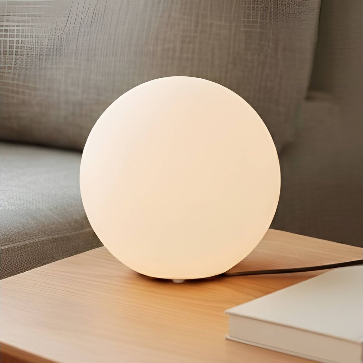 Lampe à poser en verre moderne, Marike blanc, LINDBY