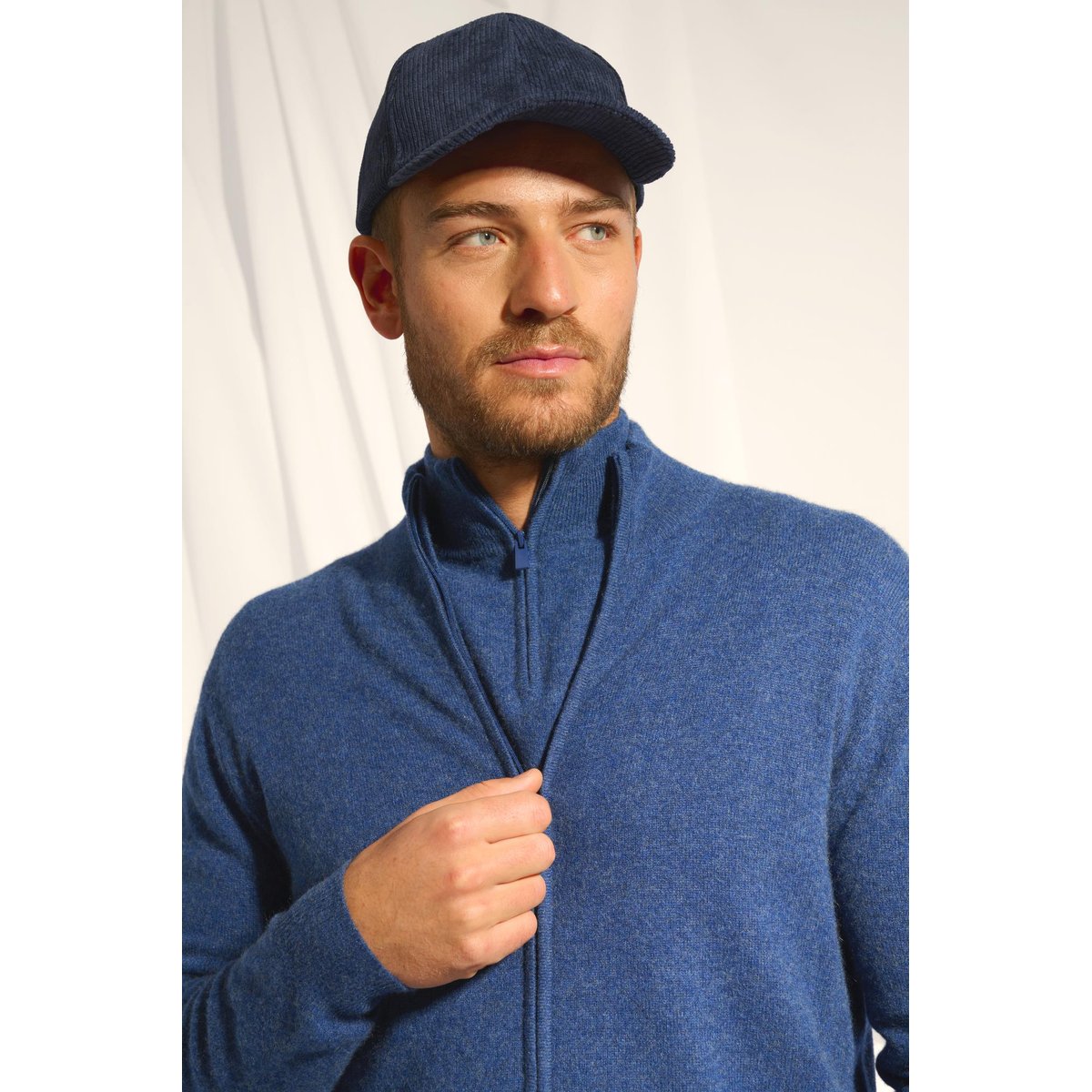 Pull Camionneur Ocean Chiné Bradley bleu foncé chiné, JUST CASHMERE