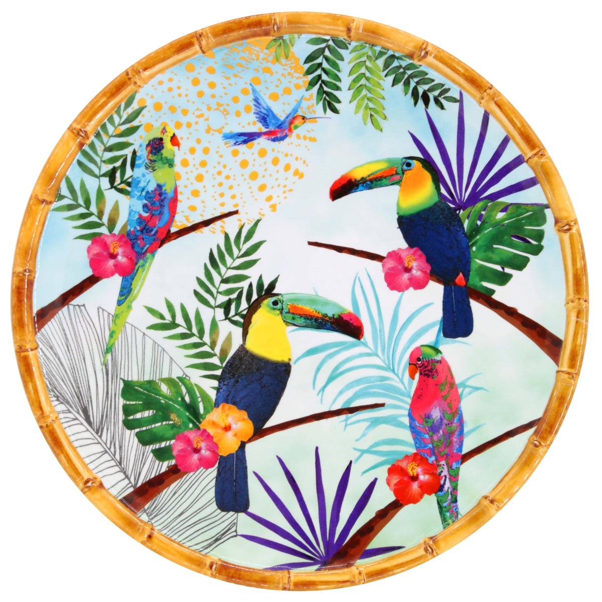 Grande assiette plate en mélamine Rio 28 cm multicolore, LES JARDINS DE LA COMTESSE