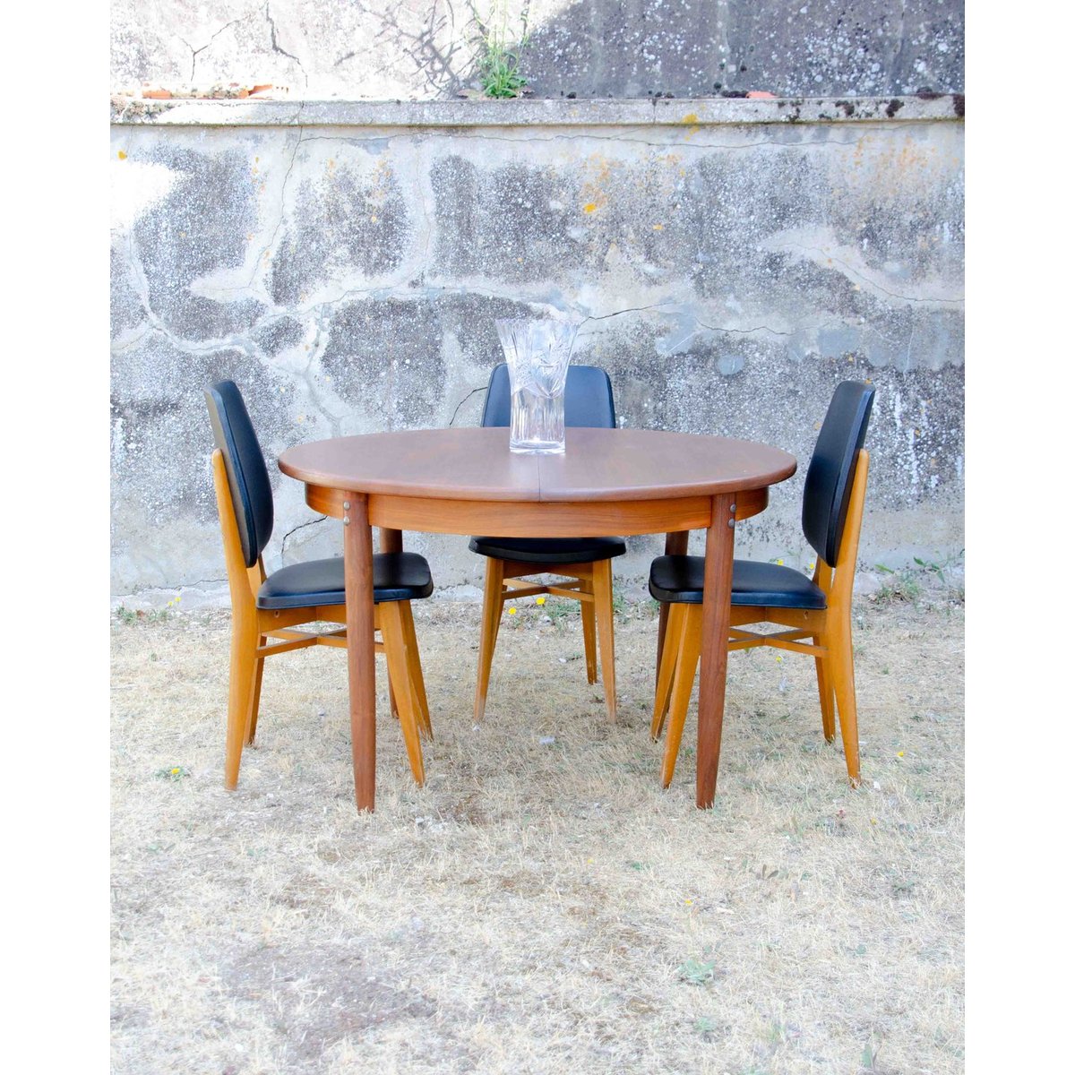 Table à manger extensible pour 4 à 8 convives Karla N°1216 - Bon état bois clair, DEBONGOUT