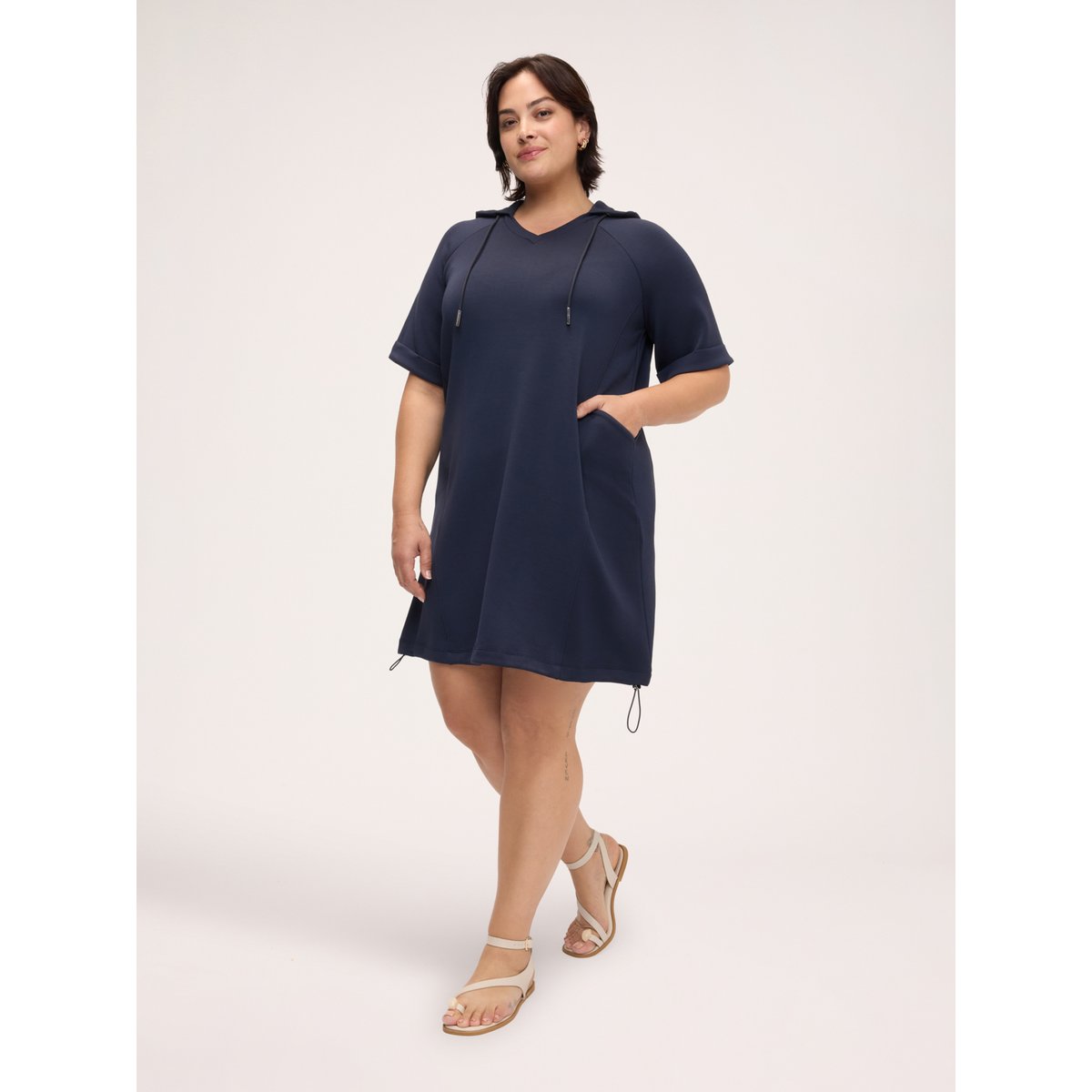 Robe courte à capuche bleu, FIORELLA RUBINO