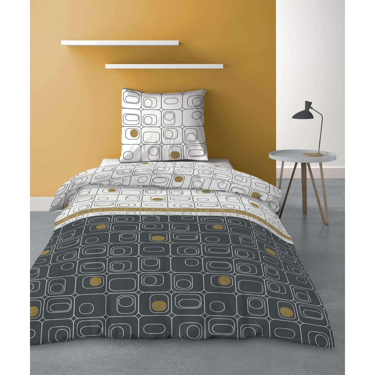 Housse de couette + taie microfibre Niagara gris, EDEN