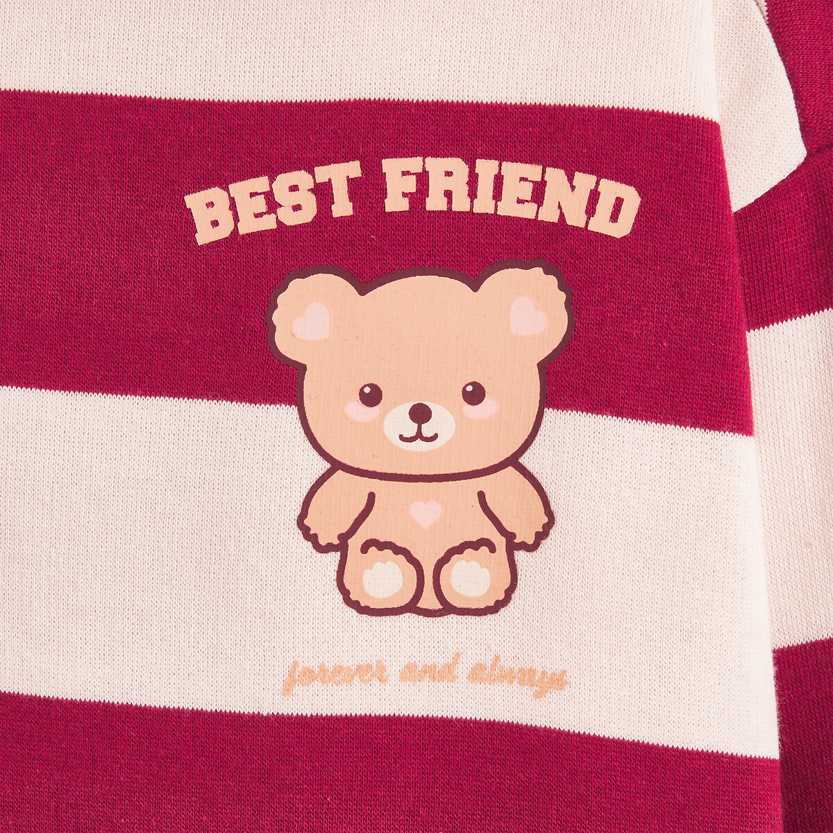 Sweat rayé avec col polo rayé bordeaux, LA REDOUTE COLLECTIONS